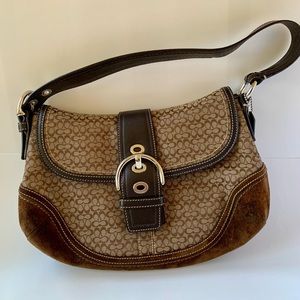 Coach Brown shoulder bag suede leather fabric